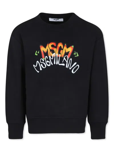 MSGM LOGO-PRINT COTTON SWEATSHIRT