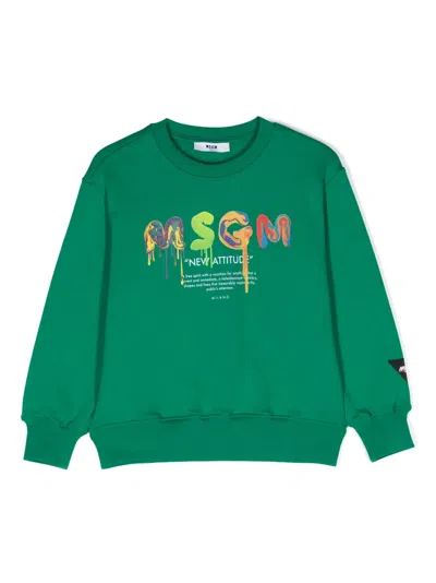 MSGM LOGO-PRINT COTTON SWEATSHIRT