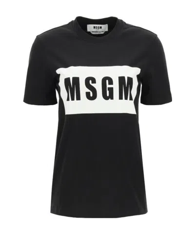 MSGM MSGM LOGO PRINTED CREWNECK T-SHIRT