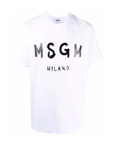 MSGM MSGM LOGO PRINTED CREWNECK T-SHIRT