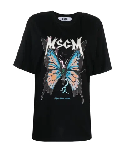 MSGM LOGO-PRINT DETAIL T-SHIRT