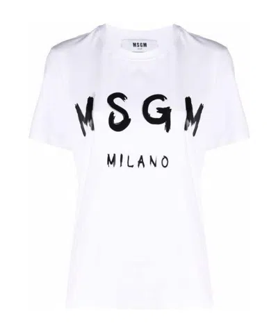 MSGM MSGM LOGO PRINTED CREWNECK T-SHIRT