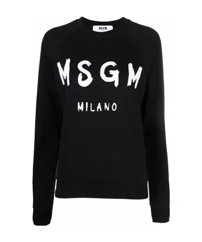 MSGM MSGM LOGO PRINTED RIBBED SWEATSHIRT
