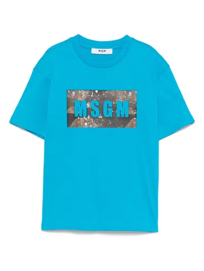 MSGM MSGM KIDS S5MSJBTH036MS011 AZZURRO 100%COTONE