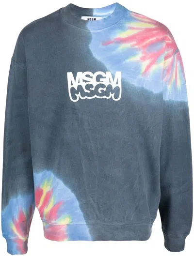 MSGM LOGO-PRINT TIE-DYE SWEATSHIRT