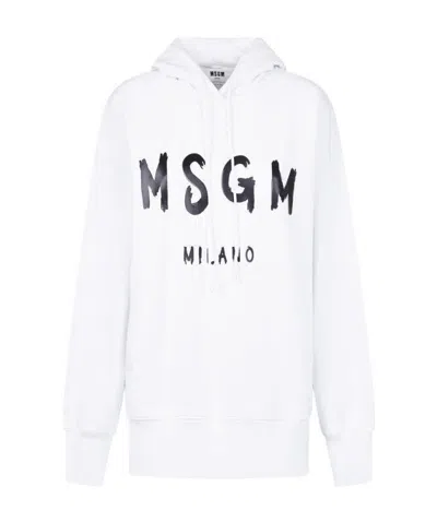 MSGM MSGM LOGO PRINTED DRAWSTRING HOODIE