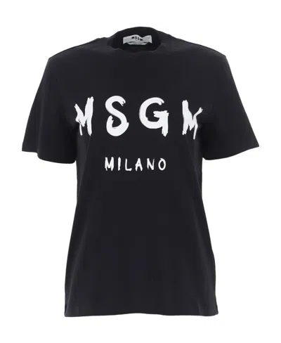 MSGM MSGM LOGO PRINTED CREWNECK T-SHIRT
