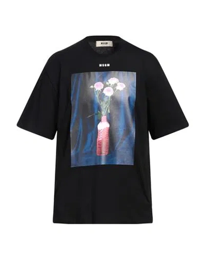 MSGM MSGM MAN T-SHIRT BLACK SIZE L ORGANIC COTTON