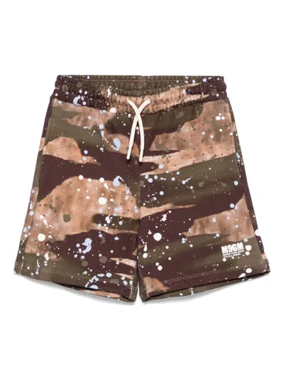 MSGM PAINT SPLATTE-DETAIL TRACK SHORTS