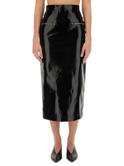 MSGM MSGM PATENT LEATHER MIDI SKIRT