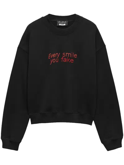MSGM SLOGAN-EMBROIDERED SWEATSHIRT