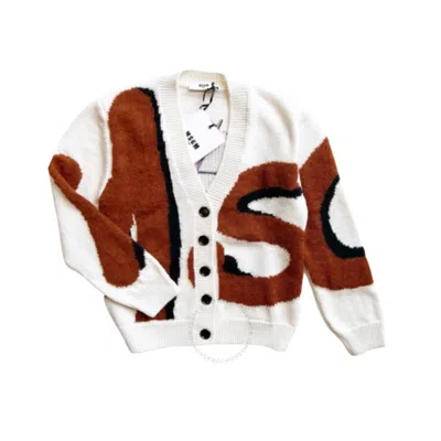 MSGM MSGM V- NECK KIDS CARDIGAN WITH LOGO