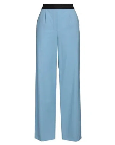 MSGM MSGM WOMAN PANTS SKY BLUE SIZE 8 VIRGIN WOOL, ELASTANE