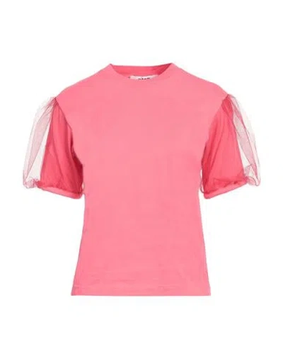 MSGM MSGM WOMAN T-SHIRT PINK SIZE XXS COTTON, POLYAMIDE