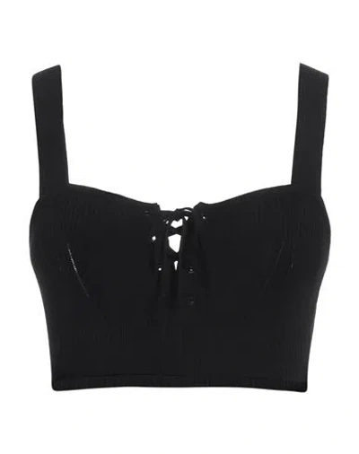 MSGM MSGM WOMAN TOP BLACK SIZE S VISCOSE, POLYESTER