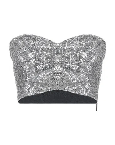 MSGM MSGM WOMAN TOP SILVER SIZE 8 POLYESTER