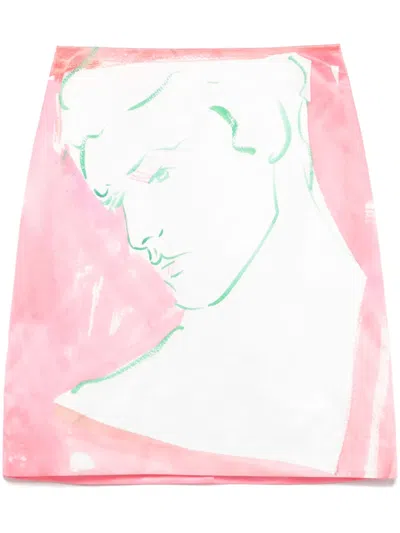 MSGM X LUKE EDWARD HALL ABSTRACT-PRINT MIDI SKIRT