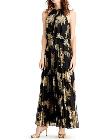 MSK PETITES WOMENS METALLIC BLOUSON MAXI DRESS