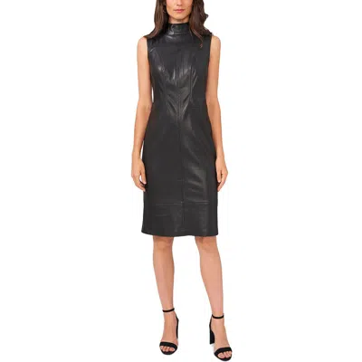 MSK WOMENS FAUX LEATHER KNEE-LENG MIDI DRESS