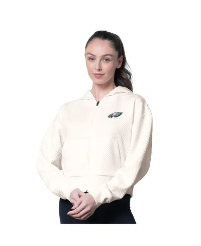 MSX BY MICHAEL STRAHAN WOMEN'S CREAM PHILADELPHIA EAGLES ELEANOR FULL-ZIP HOODIE