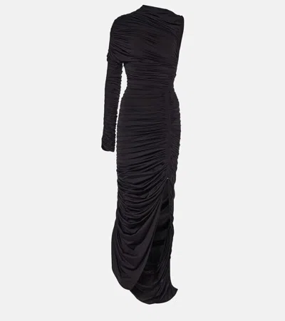 MUGLER ASYMMETRIC RUCHED MIDI DRESS