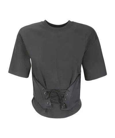 MUGLER MUGLER LACE-UP CORSETED T-SHIRT