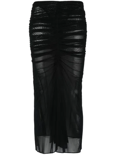 MUGLER RUCHED MIDI SKIRT