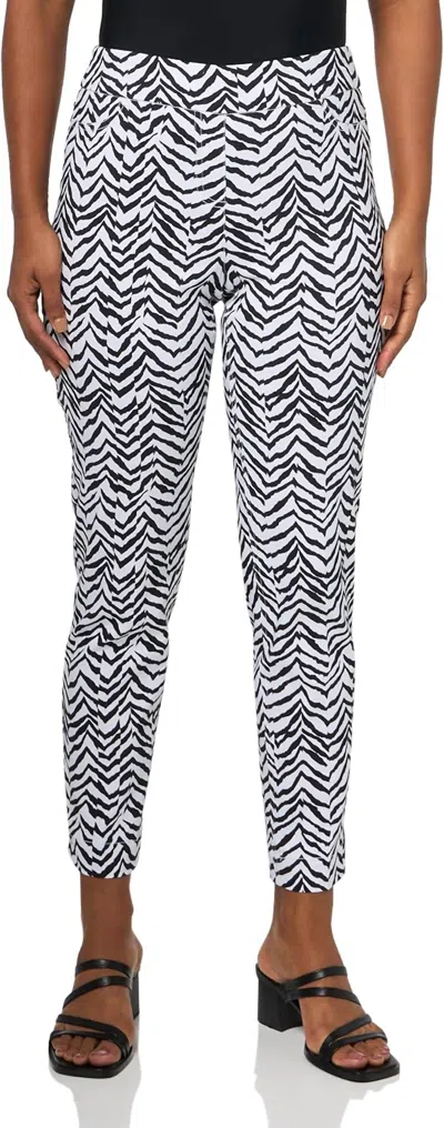 MULTIPLES ZEBRA PRINT ANKLE PANT IN BLACK/WHITE