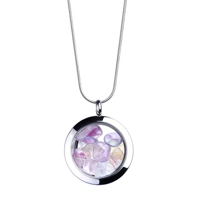 MY LITTLE NATURE WOMEN'S SILVER DESIGNER FLUORITE NECKLACE WITH NATURAL STONES – BALANCE AND WELLNESS JEWELRY - BIRTH