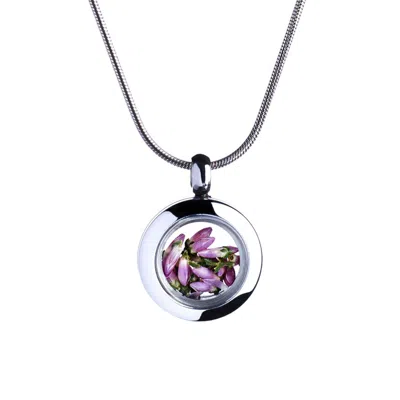 MY LITTLE NATURE WOMEN'S SILVER DESIGNER NECKLACE WITH TINY SCOTTISH HEATHER BLOSSOMS – ELEGANT HANDCRAFTED JEWELRY F