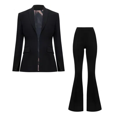 MY MOKONDO BLACK TAILORED BLAZER & FLARED TROUSERS SUIT