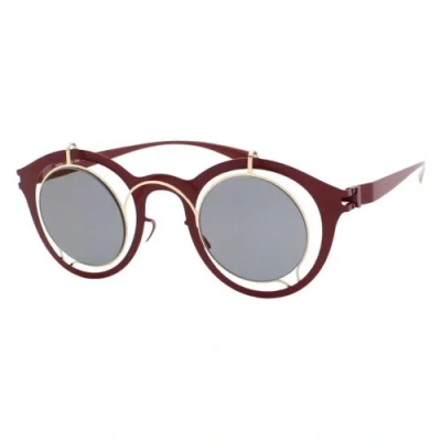 MYKITA MYKITA BRADFIELD C304 GOLD/WINE RED UNISEX ROUND SUNGLASSES 39-31-140 W/CASE