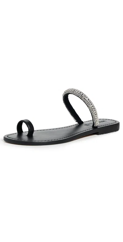 MYSTIQUE EMBELLISHED TOE RING SANDALS BLACK/CLEAR