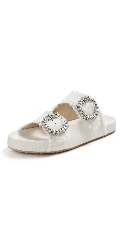 MYSTIQUE EMBELLISHED TWO-BAND SLIDES NATURAL/TWILL