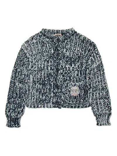 N°21 CHUNKY-KNIT LOGO-APPLIQUÉ CARDIGAN