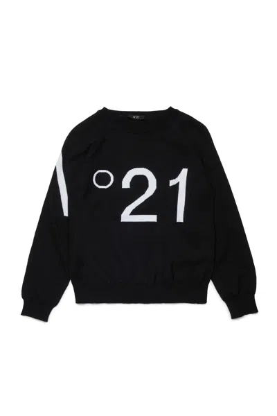 N°21 COTTON PULLOVER WITH MAXI LOGO