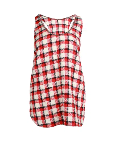 N°21 N°21 RACERBACK PLAID TANK TOP IN RED PRINT COTTON