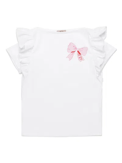 N°21 RUFFLE-DETAIL COTTON T-SHIRT