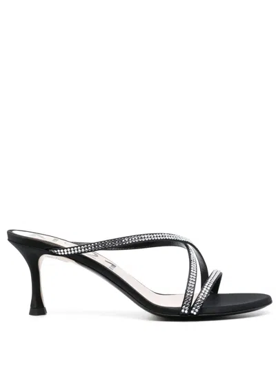 N°21 60MM CRYSTAL-EMBELLISHED CROSSOVER-STRAP MULES