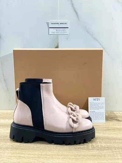 N°21 N21 STIEFEL FRAU COMBAT STIEFEL AUS LEDER NACKT LUXURY 38