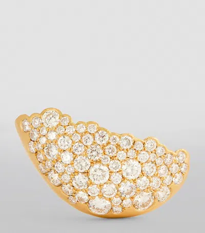 NADA GHAZAL YELLOW GOLD AND DIAMOND FUSE DROP SINGLE EARRING