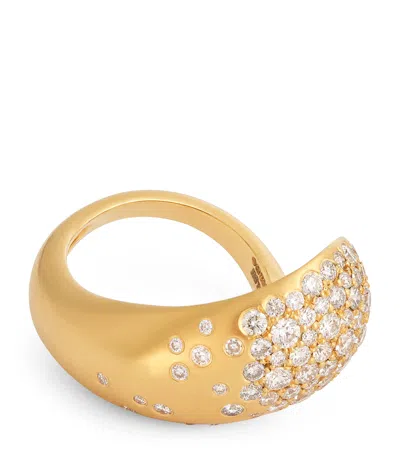 NADA GHAZAL YELLOW GOLD AND DIAMOND FUSE GLAMOUR RING
