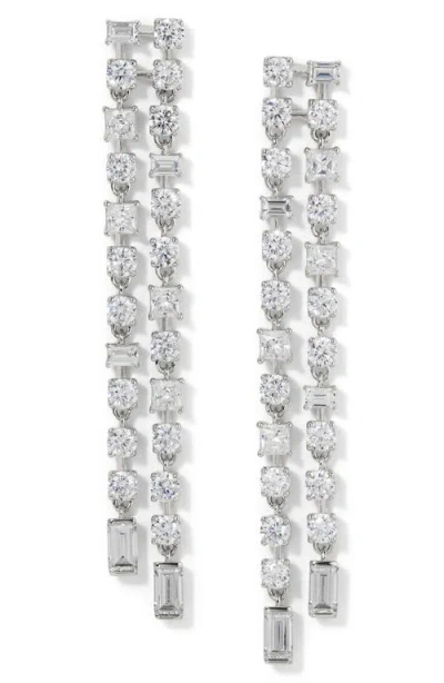 NADRI NADRI DELPHINE CUBIC ZIRCONIA DOUBLE LINEAR DROP EARRINGS