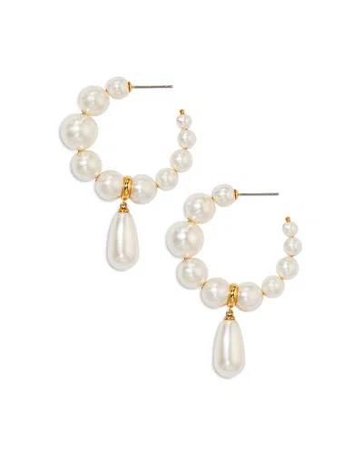 NADRI LONDON PEARL DROP C HOOP EARRINGS