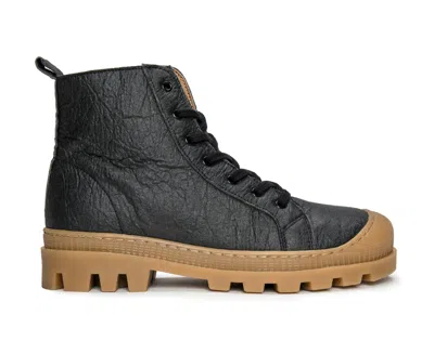 NAE VEGAN KNÖCHEL STIEFEL GEFÜTTERT HIG-TOP SNEAKER AUS ANANASFASERN MIT SCHNÜRUNG