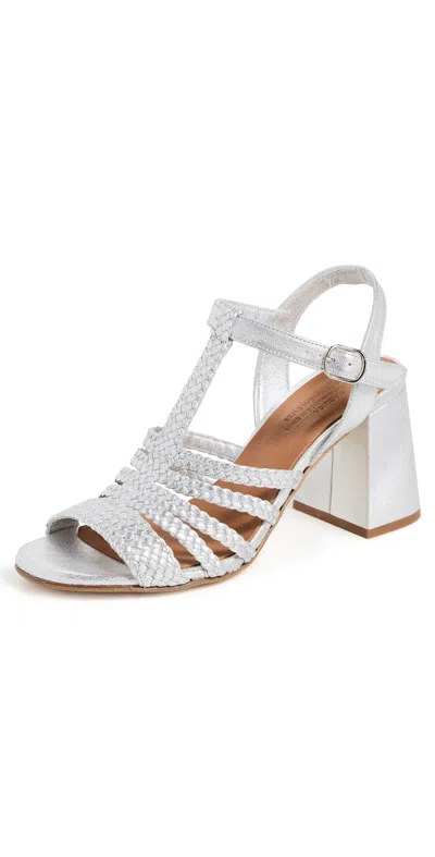 NAGUISA JULIE WOVEN HEELS SILVER