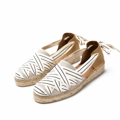 NAGUISA WOMEN'S WHITE NAGUISA ESPADRILLES - SUKHA LINEN STRIPES