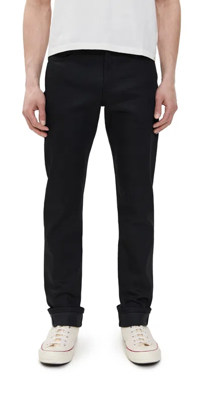 NAKED AND FAMOUS WEIRD GUY BLACK COBRA STRETCH SELVEDGE JEANS BLACK