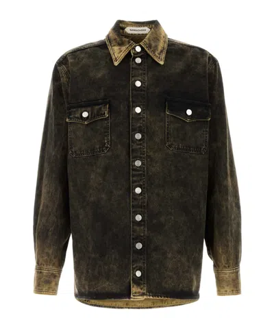 NAMACHEKO NAMACHEKO DISTRESSED BUTTON-UP SHIRT