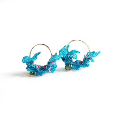 NANA WATANABE WOMEN'S SWELL WAVE-INSPIRED EMBROIDERED EARRINGS - BLUE